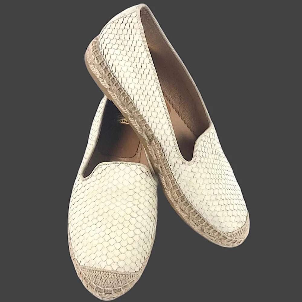 Kanna Dora Leather Snake Embossed Espadrilles Sz 6